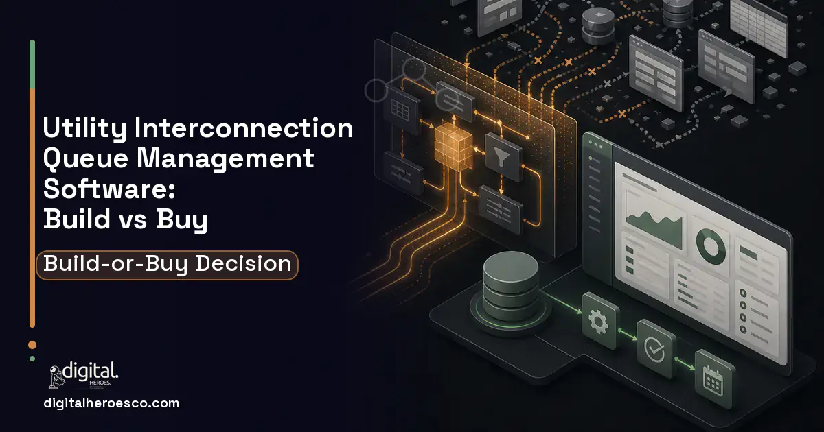 Internal tools workflow illustration for Utility Interconnection Queue Management Software Build vs Buy Guide.