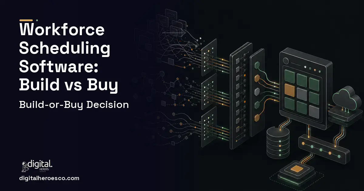 HR Software Development workflow illustration for Workforce Scheduling Software Build vs Buy Guide.