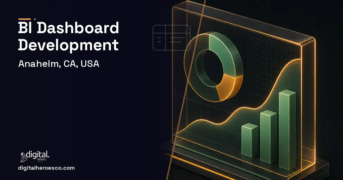 BI Dashboard Development product interface illustration for Anaheim, CA, USA.