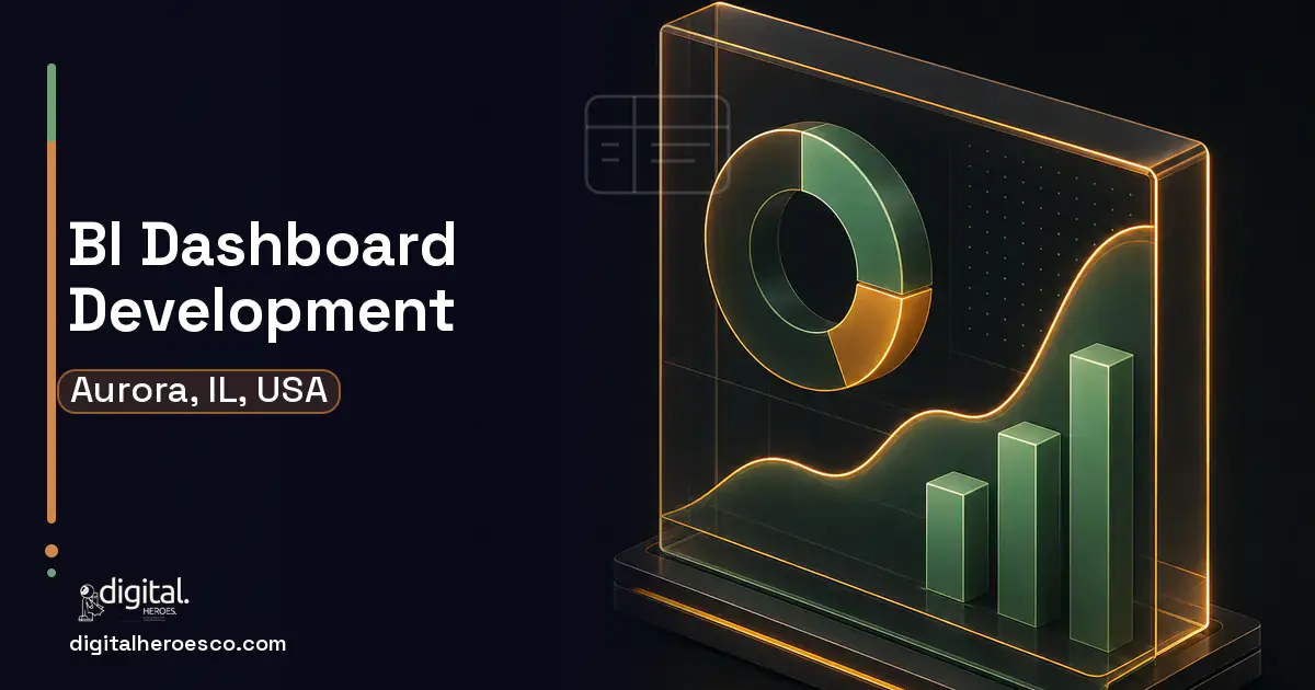 BI Dashboard Development product interface illustration for Aurora, IL, USA.