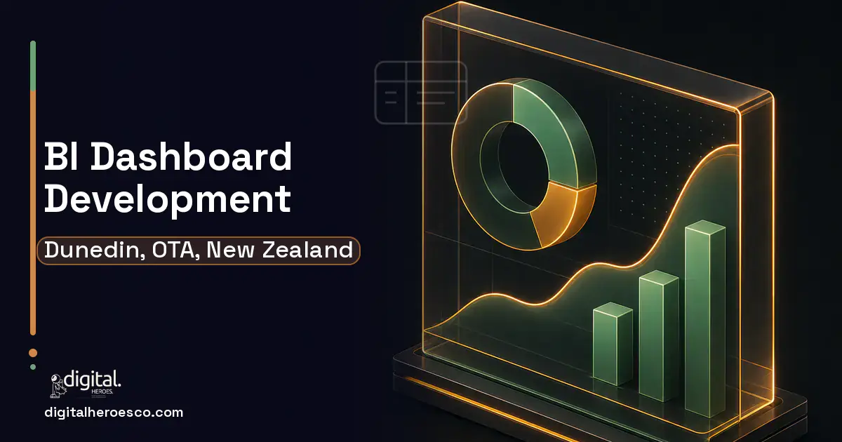 BI Dashboard Development product interface illustration for Dunedin, OTA, New Zealand.