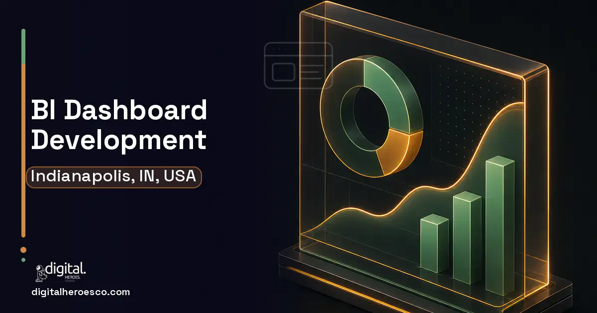 BI Dashboard Development product interface illustration for Indianapolis, IN, USA.