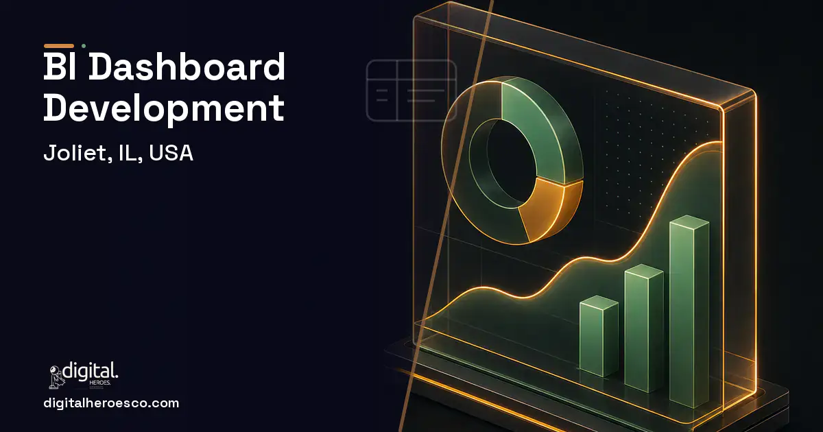 BI Dashboard Development product interface illustration for Joliet, IL, USA.