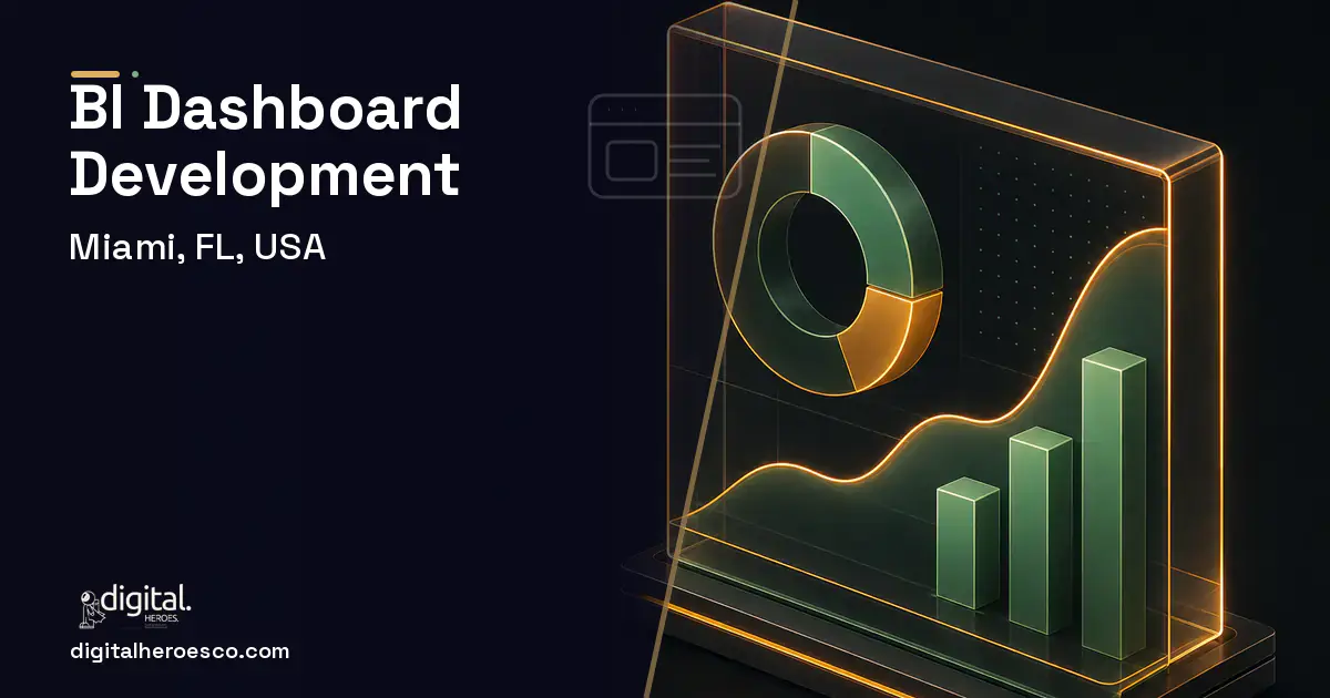 BI Dashboard Development product interface illustration for Miami, FL, USA.