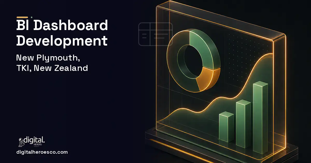 BI Dashboard Development product interface illustration for New Plymouth, TKI, New Zealand.