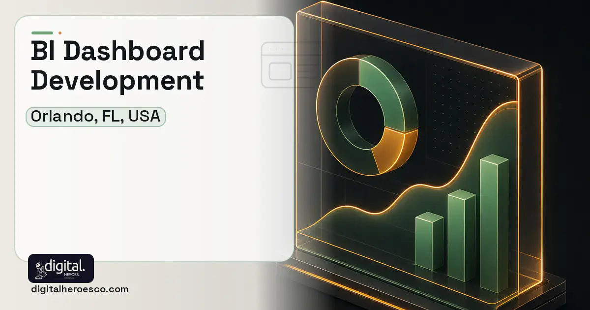 BI Dashboard Development product interface illustration for Orlando, FL, USA.