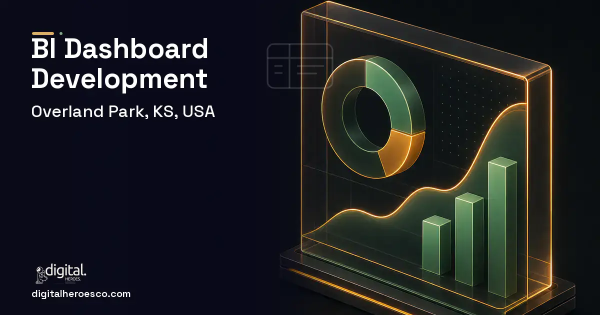 BI Dashboard Development product interface illustration for Overland Park, KS, USA.