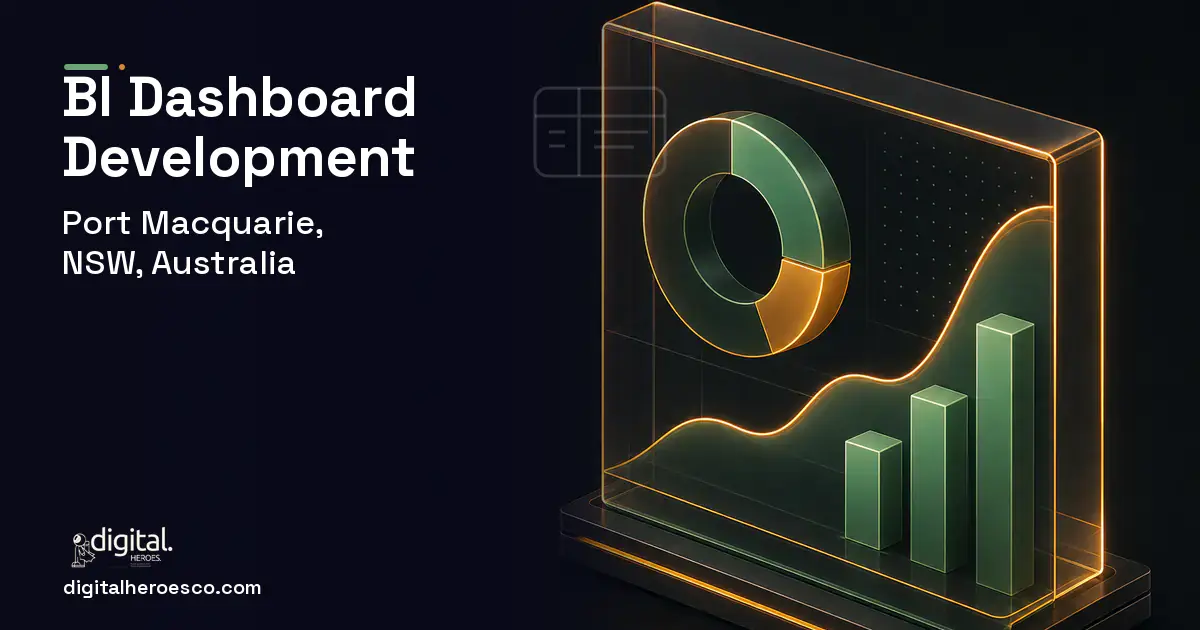 BI Dashboard Development product interface illustration for Port Macquarie, NSW, Australia.