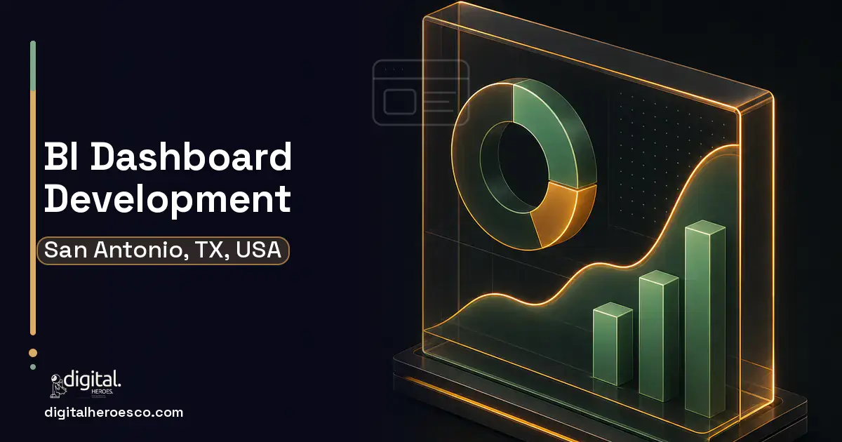 BI Dashboard Development product interface illustration for San Antonio, TX, USA.