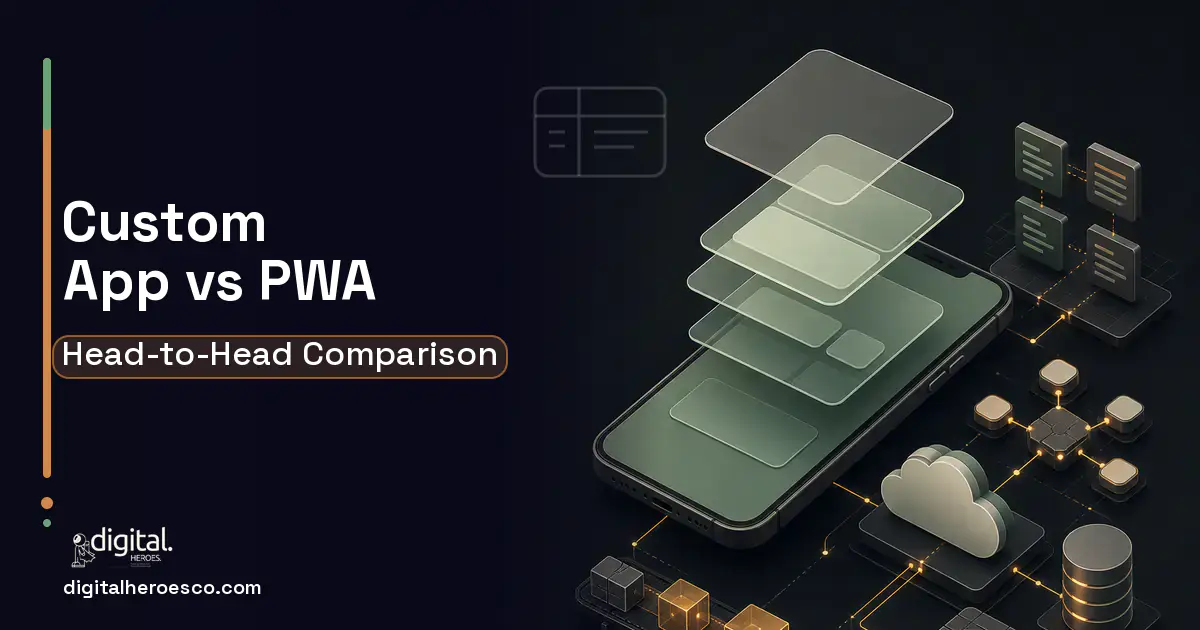 Mobile App Development product interface illustration for Custom Native App vs PWA.