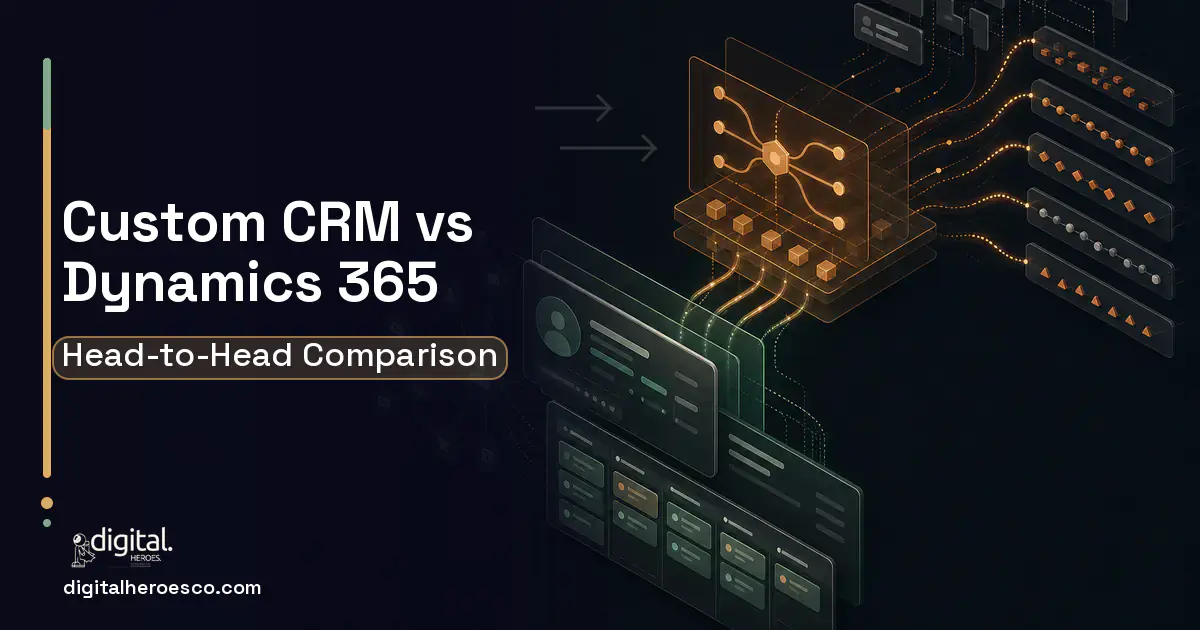 CRM Development workflow illustration for Custom CRM vs Microsoft Dynamics 365.