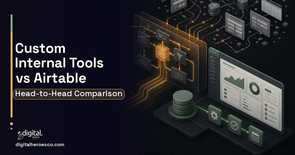 Internal Tools Development workflow illustration for Custom Internal Tools vs Airtable.