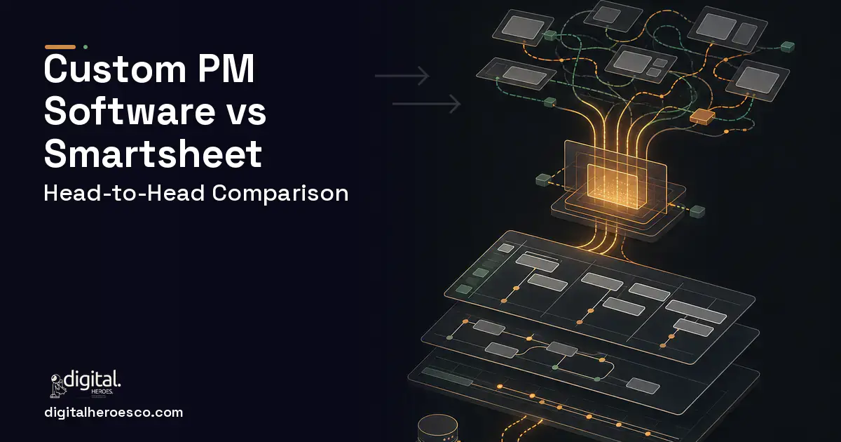 Project Management Software workflow illustration for Custom Project Management Software vs Smartsheet.
