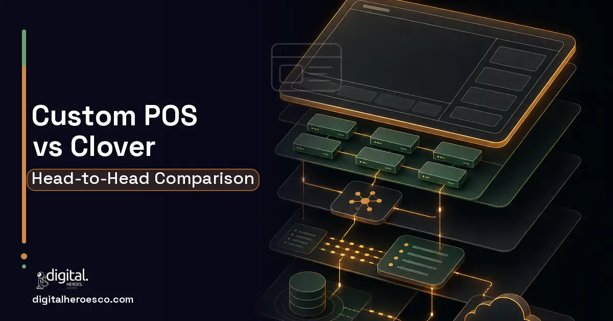 POS System Development product interface illustration for Custom POS vs Clover.