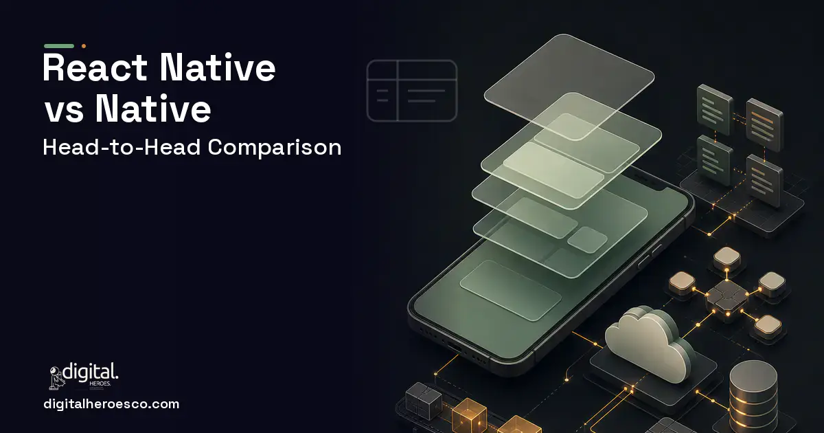 Mobile App Development product interface illustration for React Native vs Native App Development.