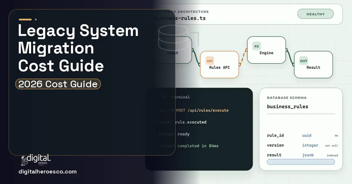 Custom Software Development architecture and database illustration for Legacy System Migration Cost Cost Guide.