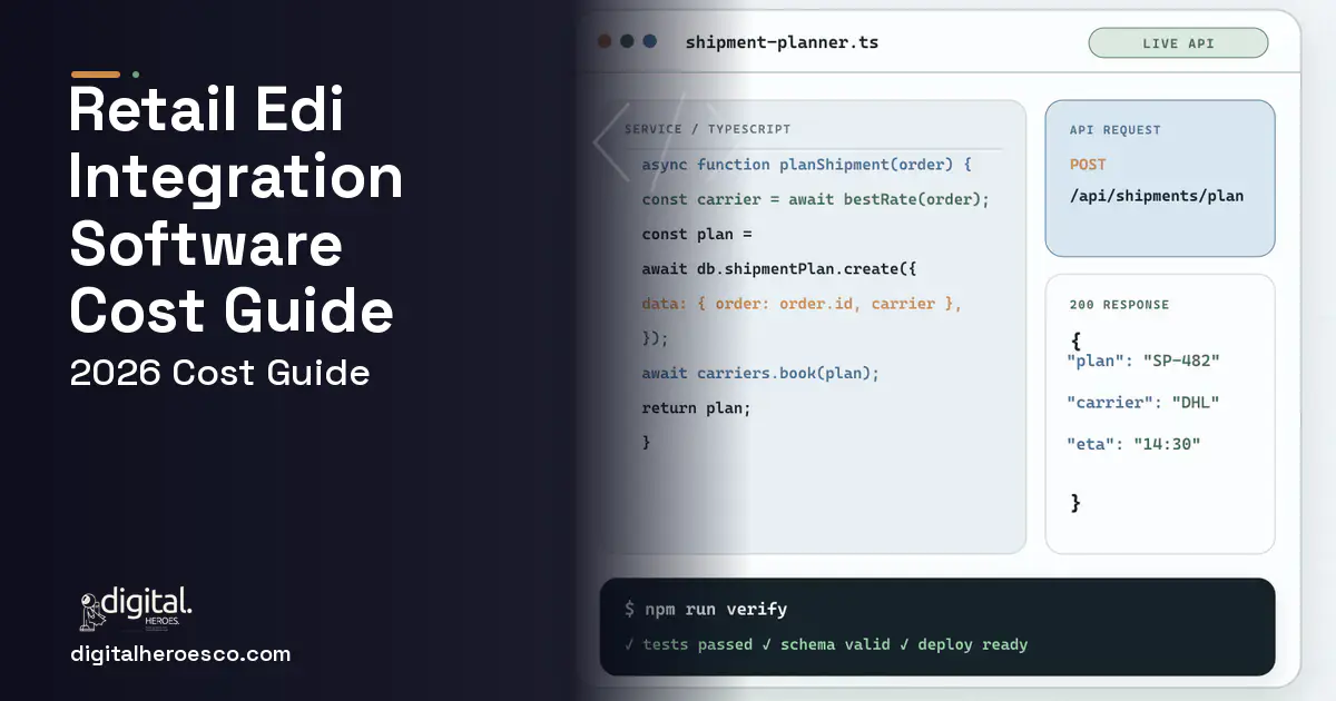 Supply Chain Software code editor and API illustration for Retail EDI Integration Software Cost Guide.