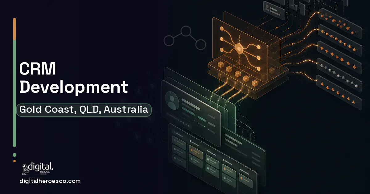 CRM Development workflow illustration for Gold Coast, QLD, Australia.
