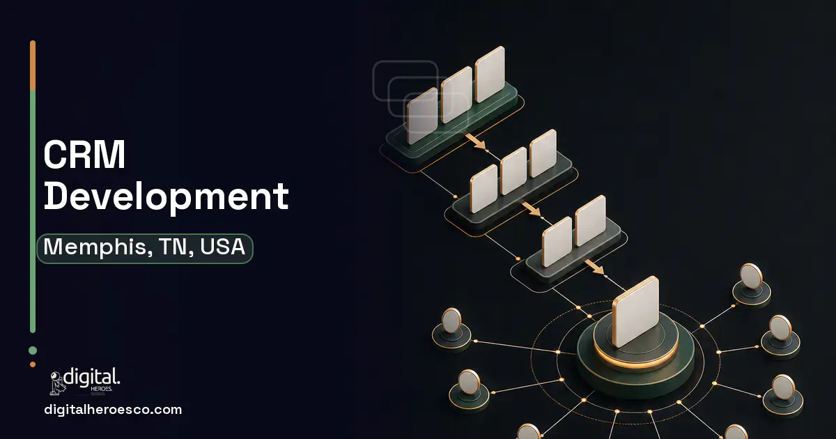 CRM Development software overview illustration for Memphis, TN, USA.