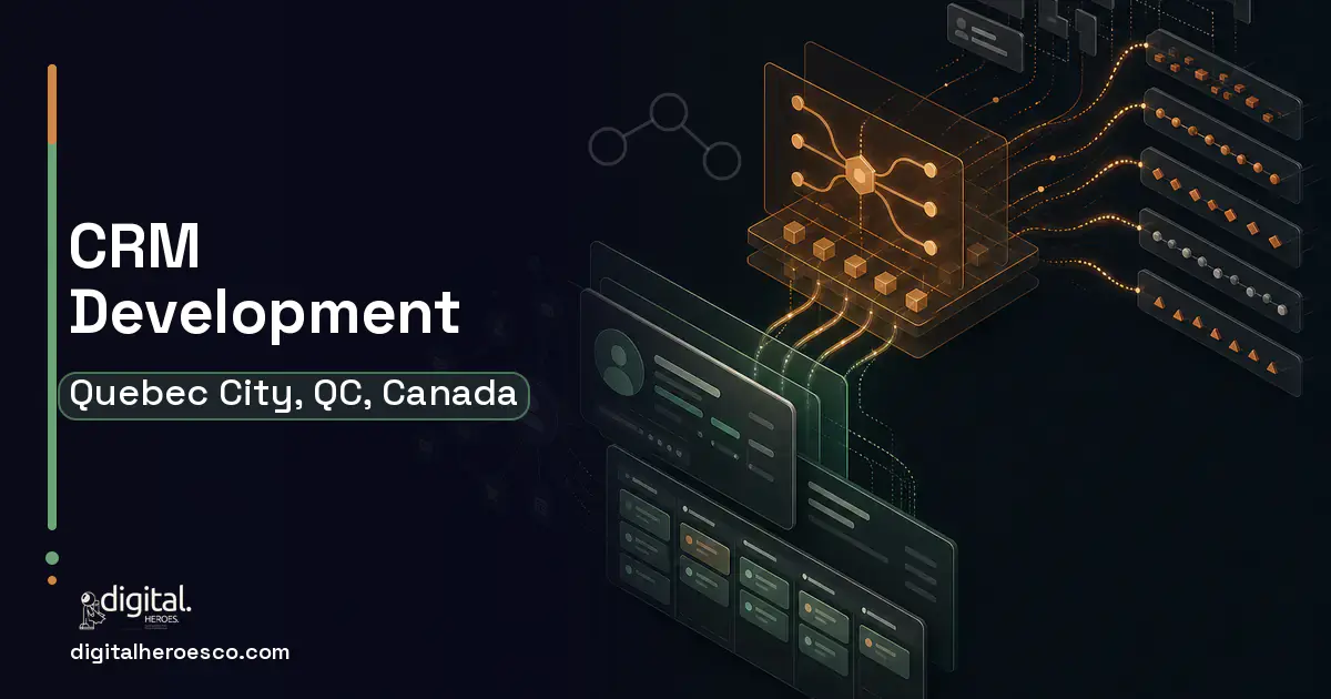 CRM Development workflow illustration for Quebec City, QC, Canada.