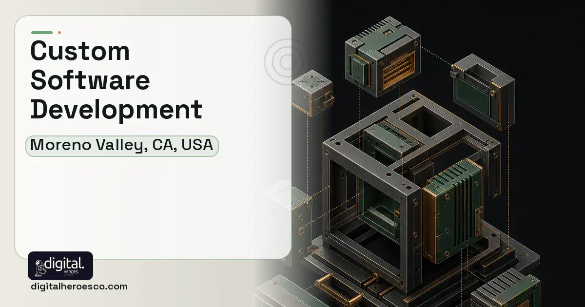 Custom Software Development software overview illustration for Moreno Valley, CA, USA.