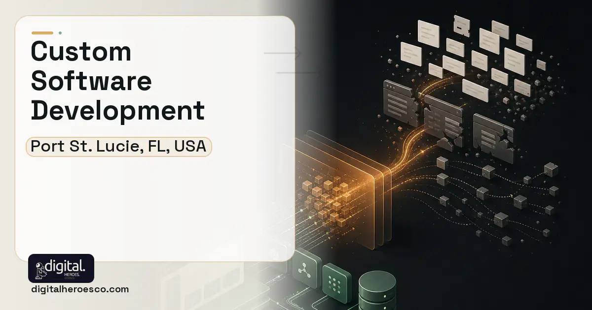 Custom Software Development workflow illustration for Port St. Lucie, FL, USA.