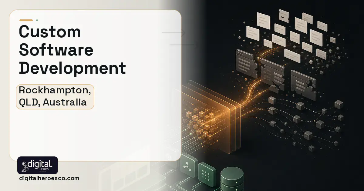 Custom Software Development workflow illustration for Rockhampton, QLD, Australia.