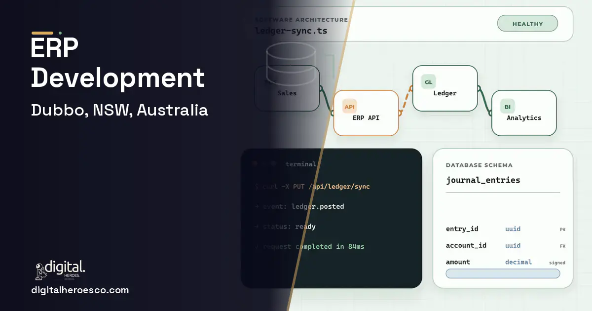 ERP Development architecture and database illustration for Dubbo, NSW, Australia.