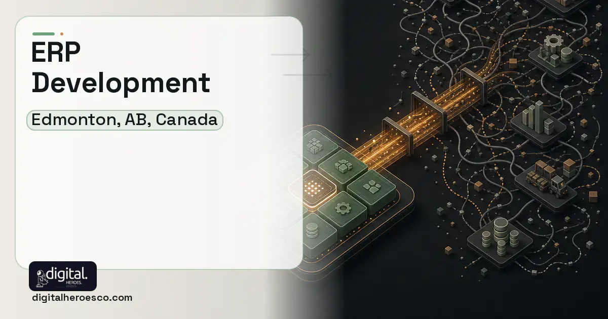 ERP Development workflow illustration for Edmonton, AB, Canada.