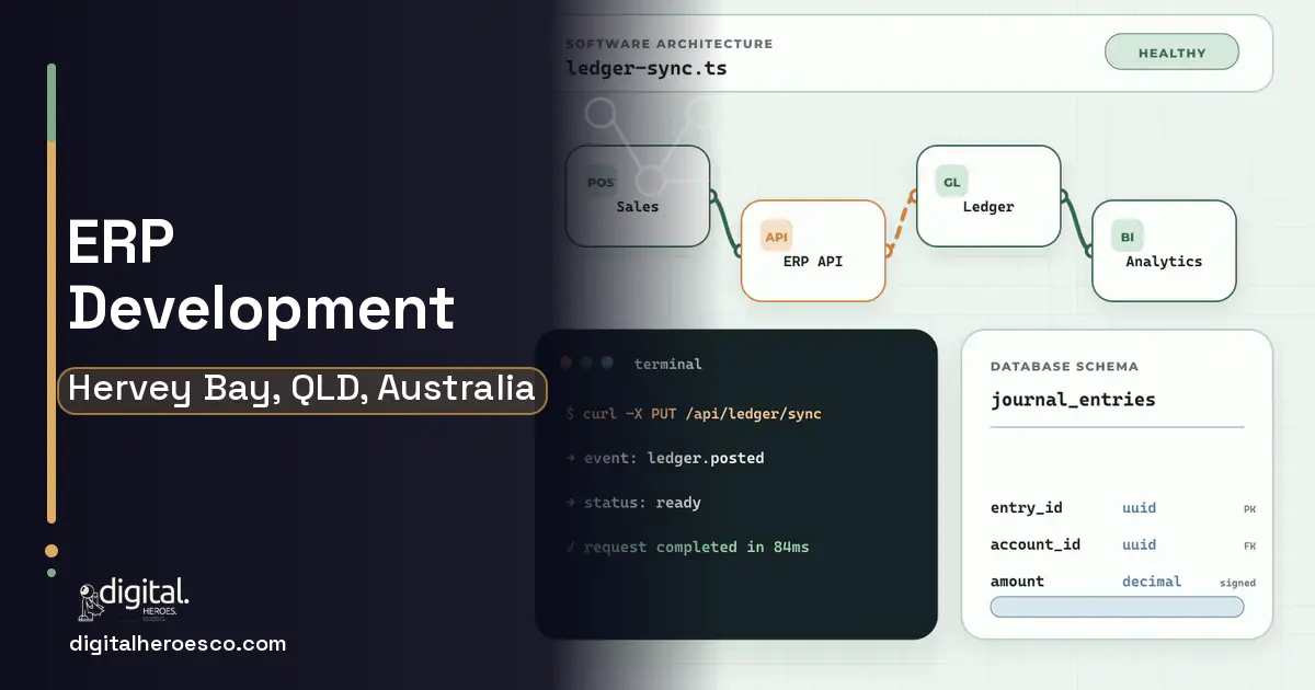 ERP Development architecture and database illustration for Hervey Bay, QLD, Australia.