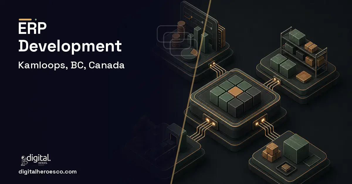 ERP Development software overview illustration for Kamloops, BC, Canada.