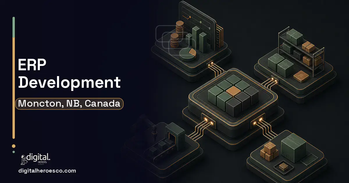 ERP Development software overview illustration for Moncton, NB, Canada.