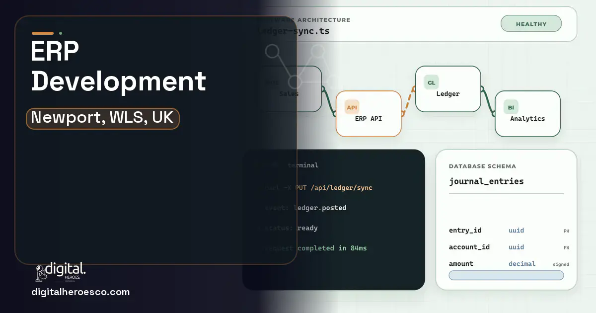 ERP Development architecture and database illustration for Newport, WLS, UK.
