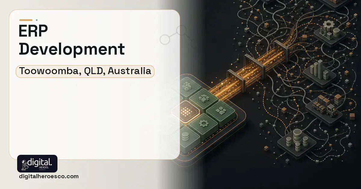 ERP Development workflow illustration for Toowoomba, QLD, Australia.