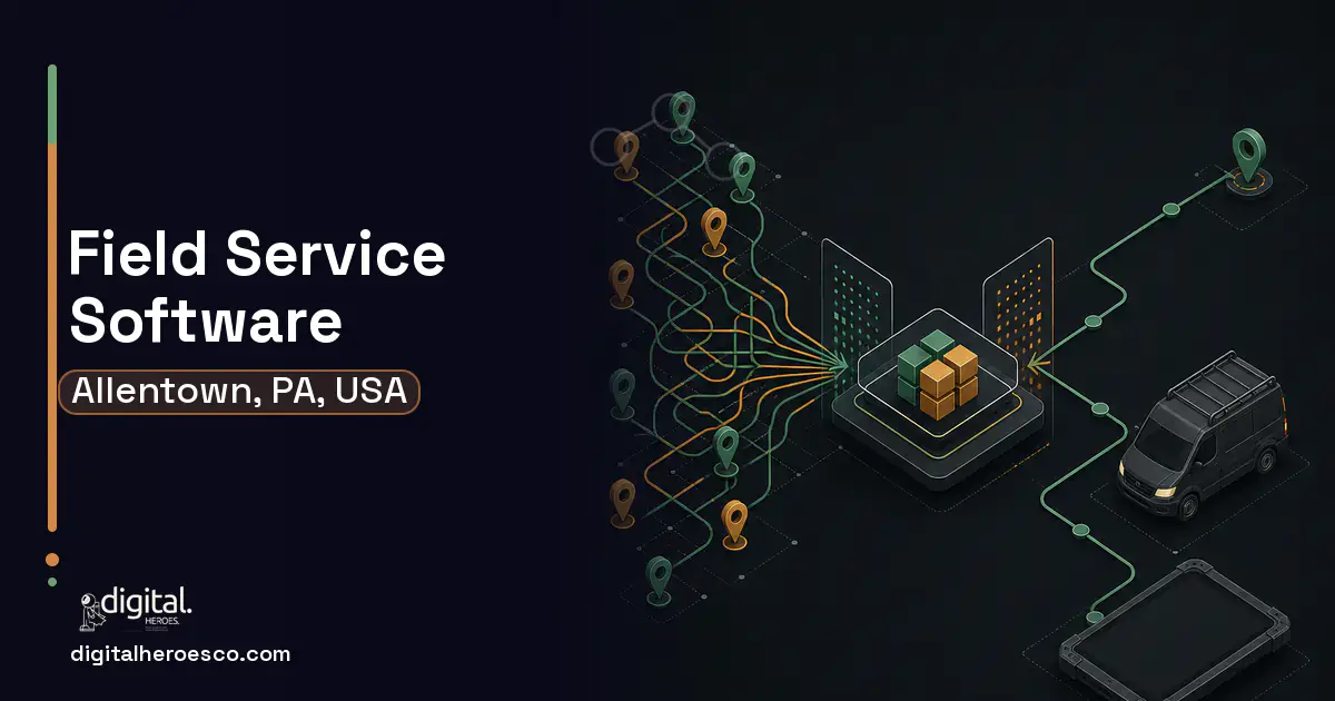 Field Service Software workflow illustration for Allentown, PA, USA.