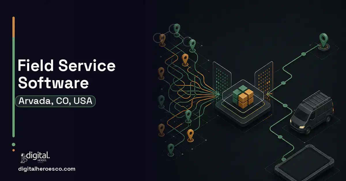 Field Service Software workflow illustration for Arvada, CO, USA.