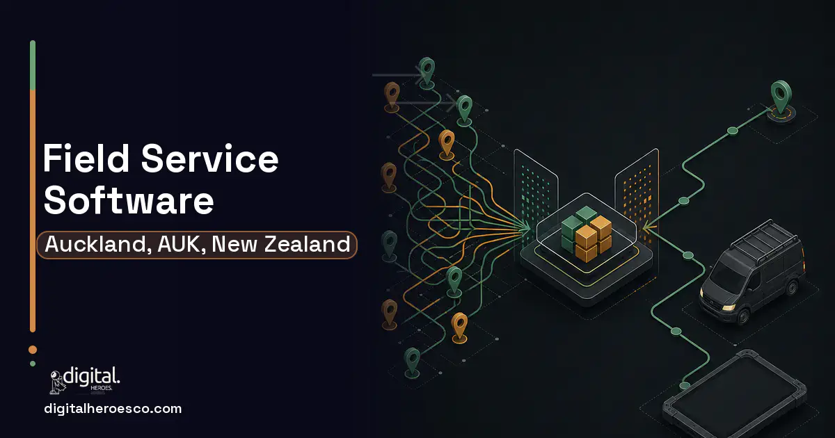 Field Service Software workflow illustration for Auckland, AUK, New Zealand.