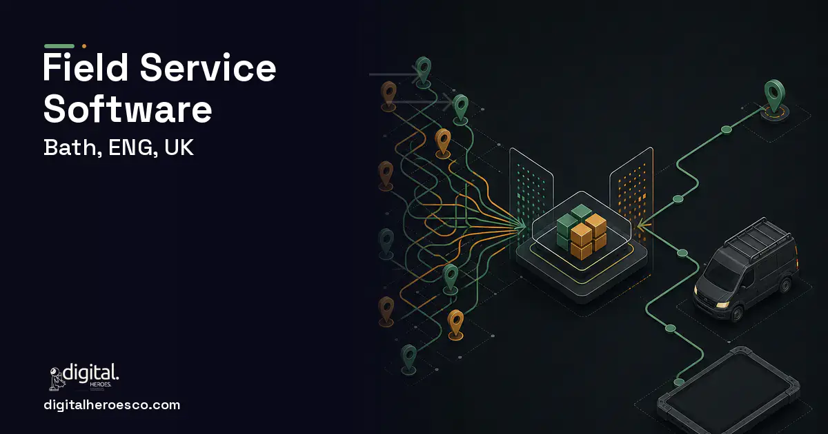 Field Service Software workflow illustration for Bath, ENG, UK.