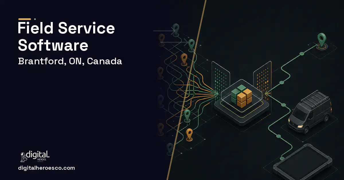 Field Service Software workflow illustration for Brantford, ON, Canada.