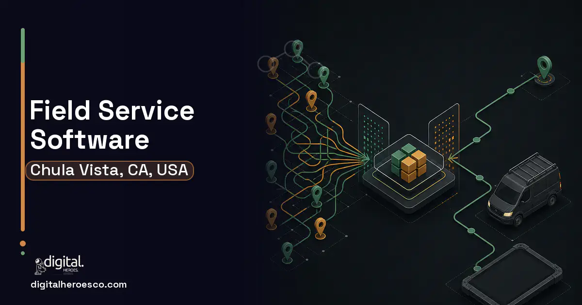 Field Service Software workflow illustration for Chula Vista, CA, USA.