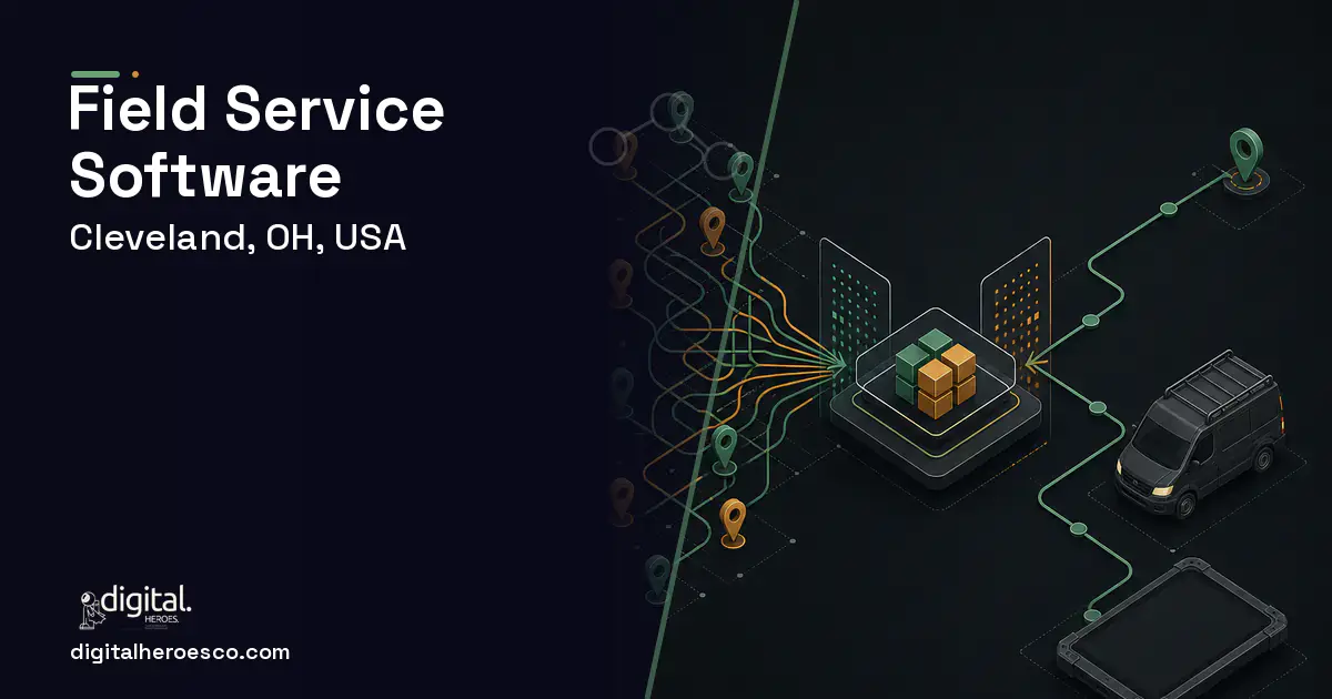 Field Service Software workflow illustration for Cleveland, OH, USA.