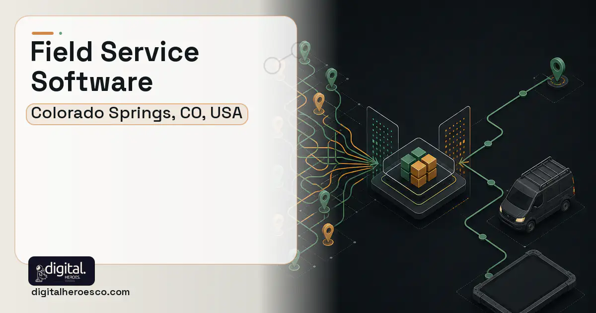 Field Service Software workflow illustration for Colorado Springs, CO, USA.
