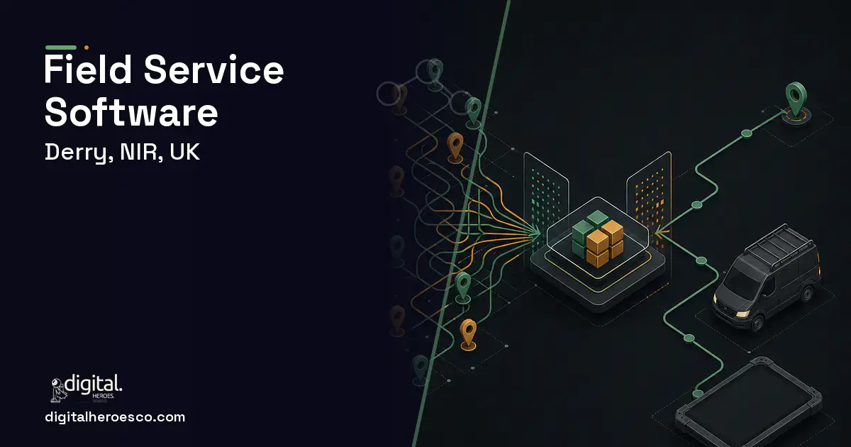Field Service Software workflow illustration for Derry, NIR, UK.