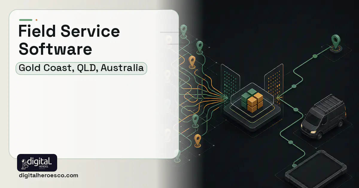 Field Service Software workflow illustration for Gold Coast, QLD, Australia.
