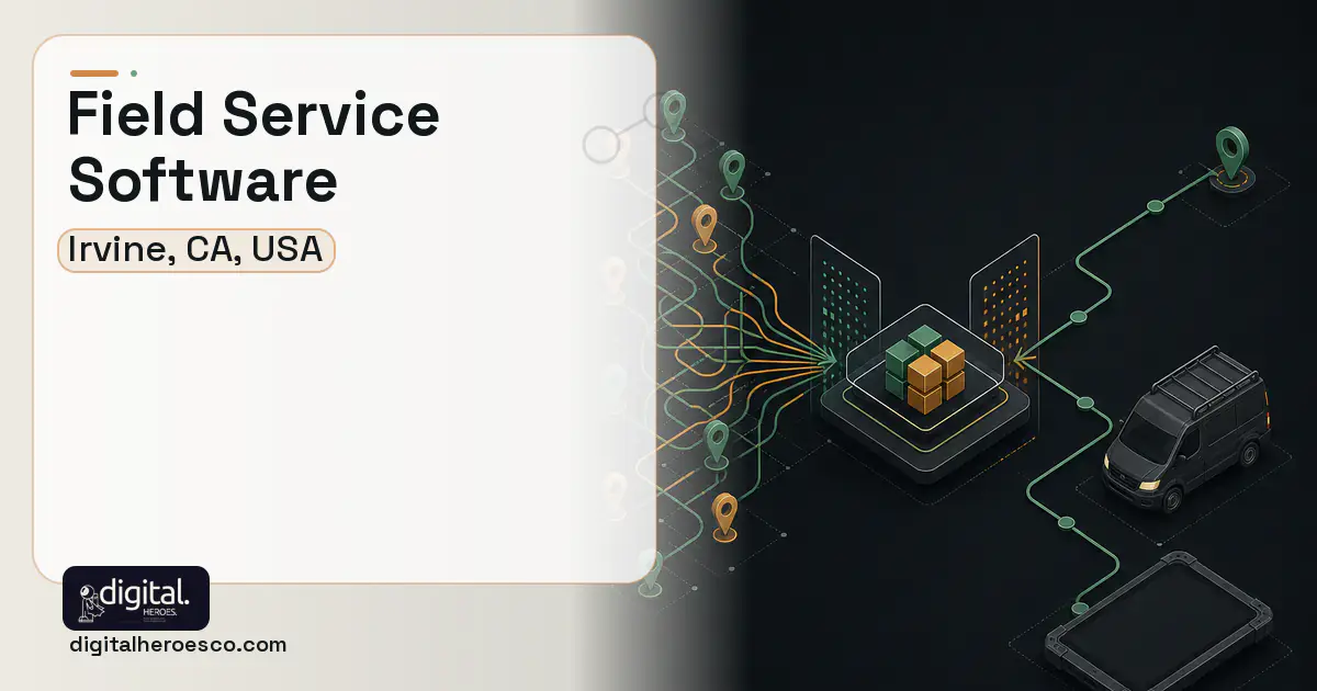 Field Service Software workflow illustration for Irvine, CA, USA.