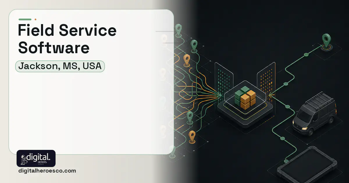 Field Service Software workflow illustration for Jackson, MS, USA.
