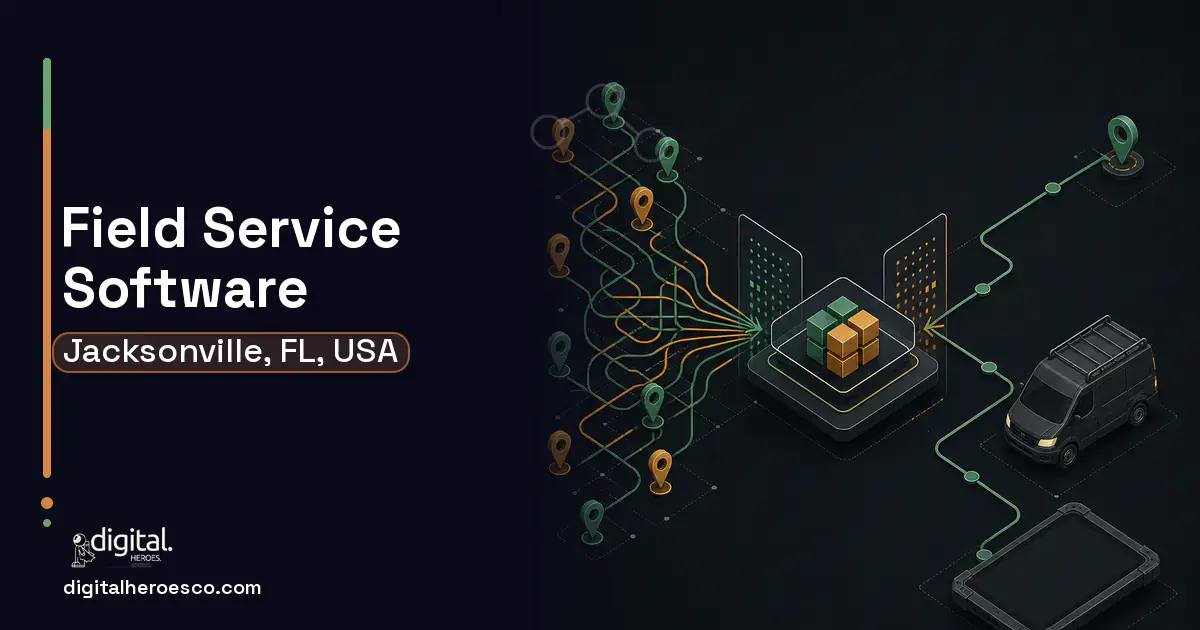 Field Service Software workflow illustration for Jacksonville, FL, USA.