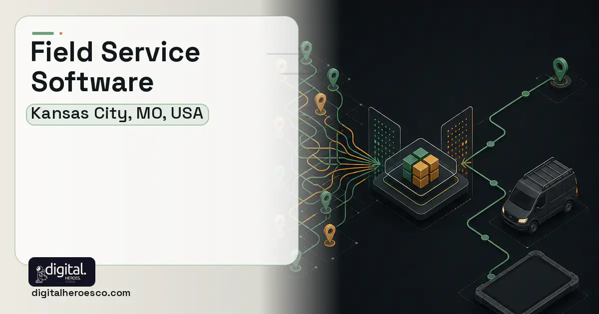 Field Service Software workflow illustration for Kansas City, MO, USA.
