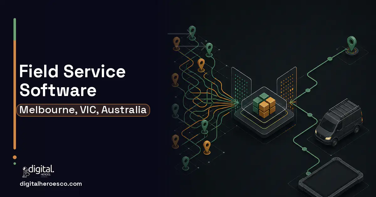 Field Service Software workflow illustration for Melbourne, VIC, Australia.
