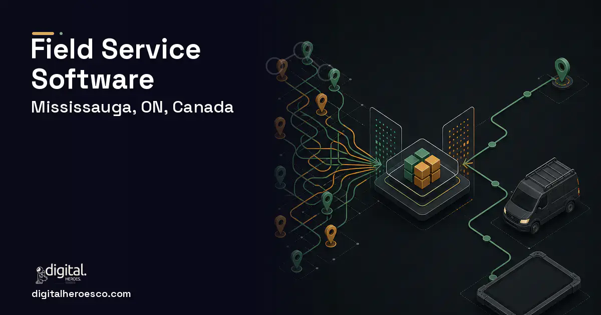 Field Service Software workflow illustration for Mississauga, ON, Canada.